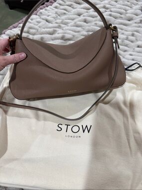 London STOW Taupe Leather Shoulder Bag